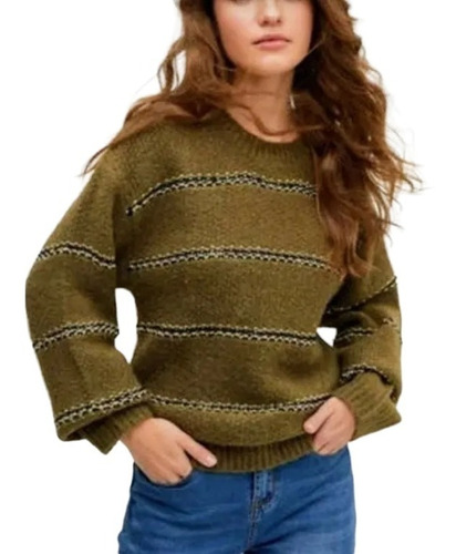 Sweater Mujer Greenfield Juvenil Talla M Calce Holgado .
