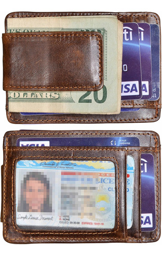 Clip De Dinero Rfid Bolsillo Delantero Billetera Hombres...