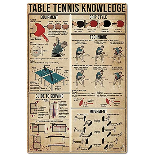 Table Tennis Knowledge Poster Tin Sign Old-fashioned Home Sc