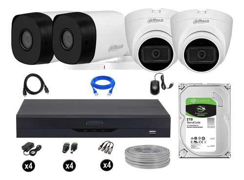 Cámaras Seguridad Dahua Kit 4 5mp + 2tb 02 Camaras Audio P2p