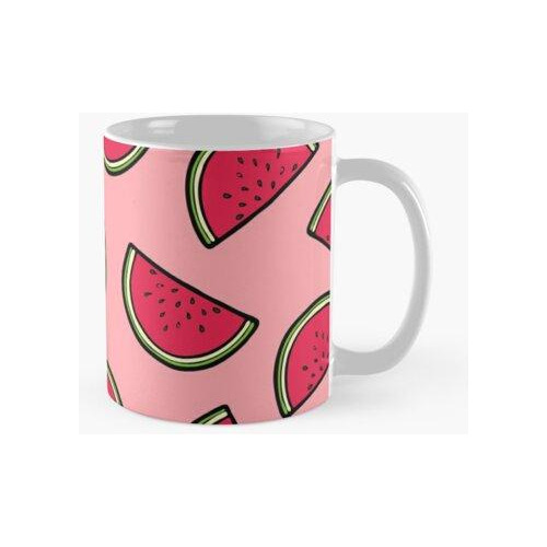 Taza Patrón De Sandía En Rosa Calidad Premium