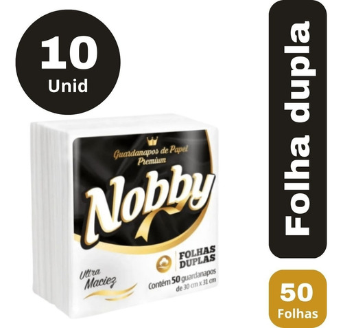 Guardanapo De Papel Folha Dupla Nobby 30x31cm Mesa Kit C/ 10