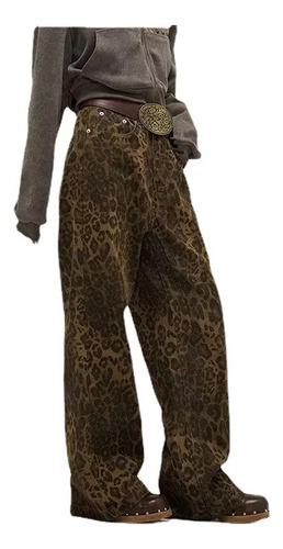 Pantalones Vaqueros Con Estampado De Leopardo Para Mujer, Pe