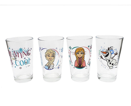 Vasos De Vidrio Frozen O Princesas Disney 329ml Jgo 4 Piezas