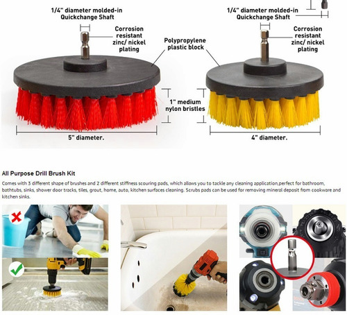 Imagen 7 de 10 de Set De 12 Cepillos Taladro Tapiz Limpieza Automotriz Hogar