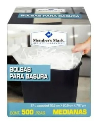 Bolsas Para Basura Mediana Members Mark 500 Pza Color Blanco