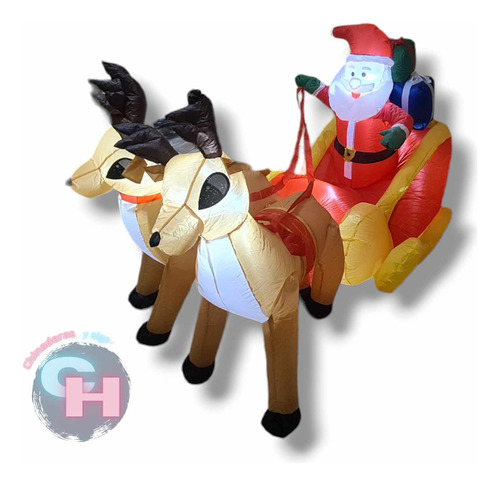Inflable Navideño Trineo De Santa Con Led De 2.2 M