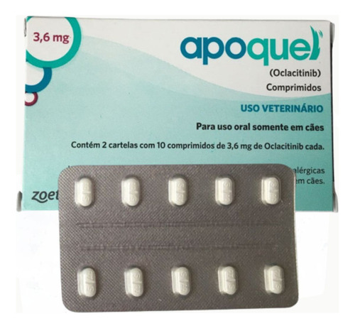 Combo 1 Apoquel, 3.6 mg, antipruriginoso canino para dermatitis +color blanco