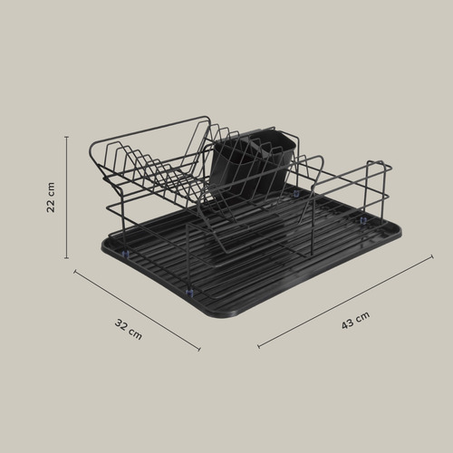 Escurridor Áncora De Platos Trastes Metal Negro