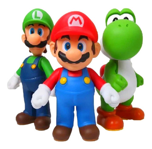 Super Mario, Luigi E Yoshi - 3 Bonecos - Pronta Entrega