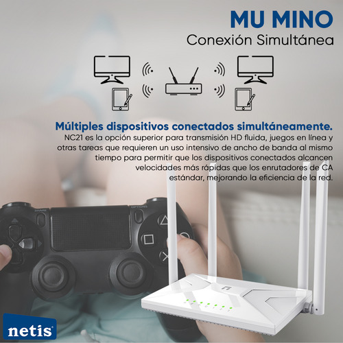 Netis Router Wifi Nc21 De 1200 Mbps / Modos Router - Access Point - Wisp - Repetidor / 4 Antenas 5 Dbi Y Puerto Gigabit / Enrutador Inalámbrico