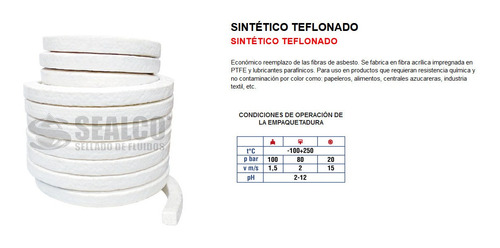 Cordon Empaquetadura Sintetico Teflonado Nap ( Ptfe )