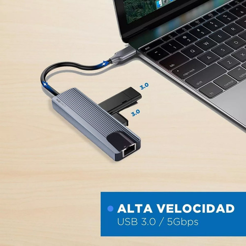 Hub Adaptador Usb Tipo C 5 En 1 Linkon Ethernet Rj45 Para Mac Macbook Windows 100mbps