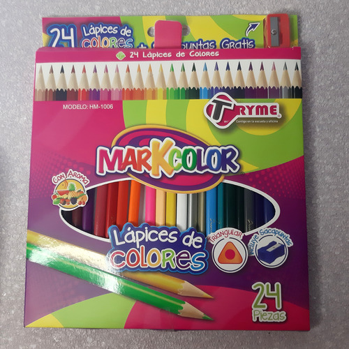 Lapices Colores Tryme Markcolor Con Sacapuntas 24 Pzas