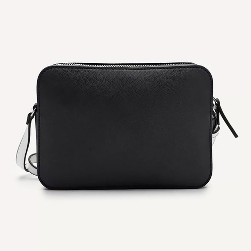 Bolsa Guess Crossbody Camera Bag Texturizada 100% Original Negro Plateado