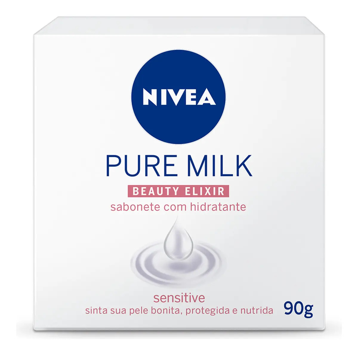NIVEA Sabonete em Barra Pure Milk Sensitive 90g, Limpeza Suave, Banho, Pele Bonita e Protegida, Nutrientes do Leite, Uso Diário