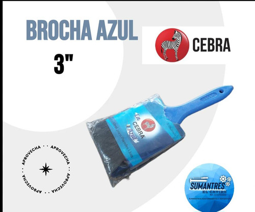 Brocha Cebra Azul 3'' Pulgadas Paredes Lisas