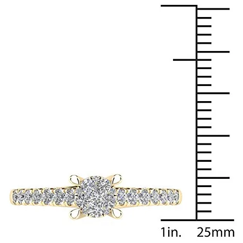 Anillo De Compromiso En Racimo De Diamantes Tdw De 3-8 Quila