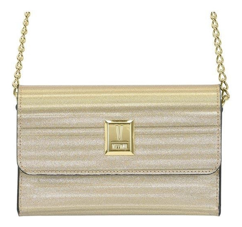 Bolsa Vizzano Corrente Sofisticada Elegante Moderna Média Cor Dourado