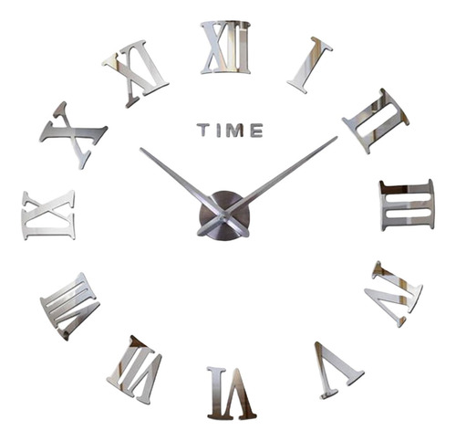 Diy 3d Reloj De Pared Espejo Reloj Pegatina Plata
