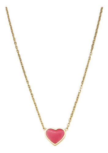 Colgante Corazon Rojo Hipoalergenico Chapado En Oro 18k Niña