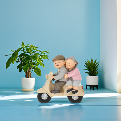 Estatua Romántica De Resina Para Pareja De Ancianos, 1 Pieza