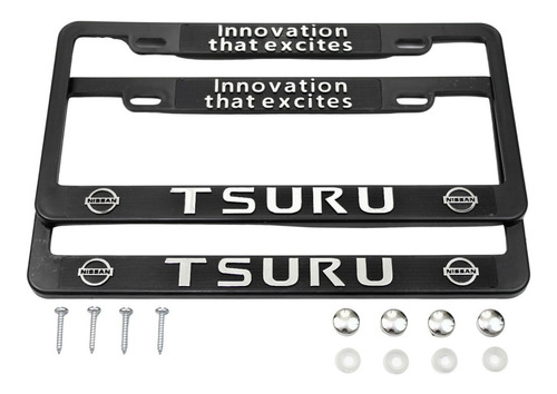 Porta Placas Tsuru Letras Cromo Cubre Pijas Nissan Kit Auto