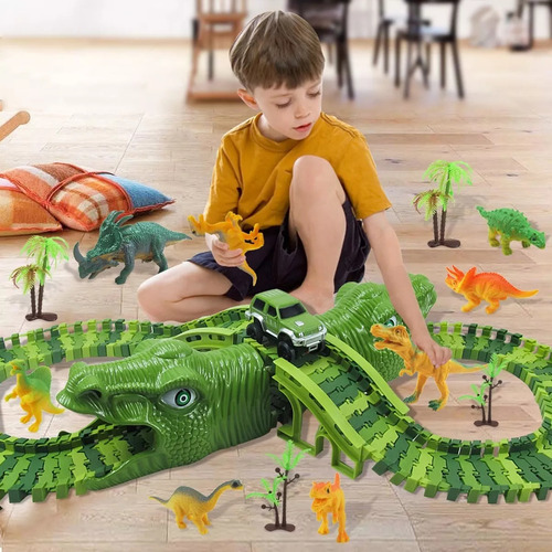 Other,no-rc Vehicles,dinosaur Electric Rail Car, Diy Building Blocks,electric Rail Car,building Blocks, Dinosaurs,children's Toys Dinosaur Rail Toy Car Non-rc Vehicles 153 Pcs/set 1