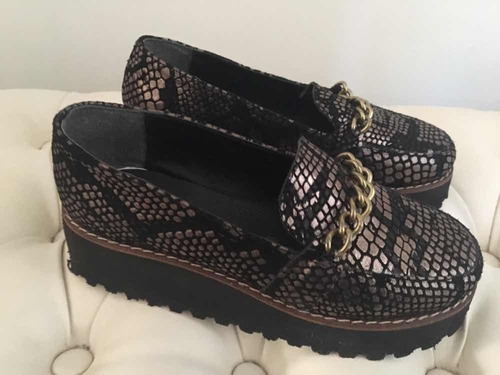 Mocasin De Cuero De Mujer