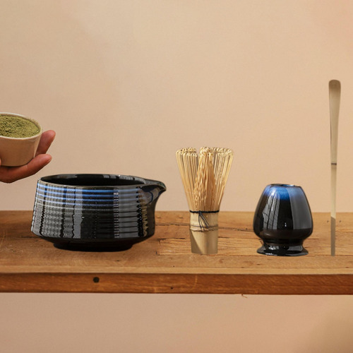 4 Piezas Regalos De Portavasos Matcha Set Con Azul Oscuro