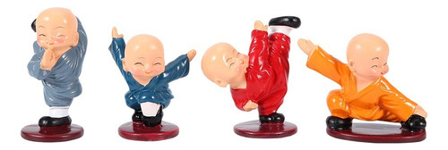 Figuras De Monjes Budistas Haciendo Kung-fu, 4 Piezas
