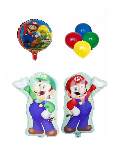 Globos Súper Mario Bros Mario Y Luiggi Y 20 Látex