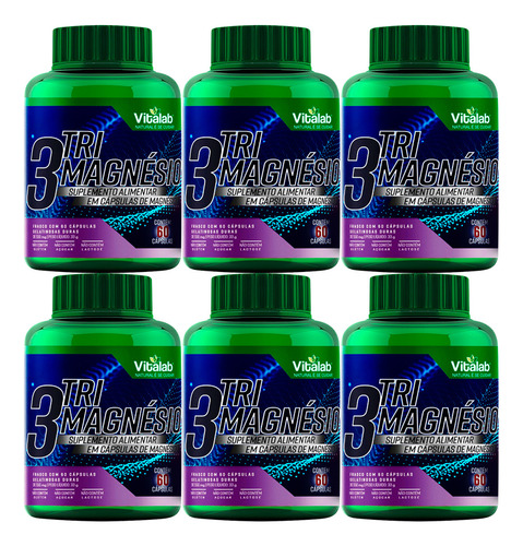 Kit 6 Tri Magnésio Vitalab 60 Cápsulas