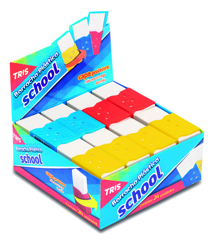 Pack 5 Goma De Borrar Grande Con Fajilla Plástica De Colores