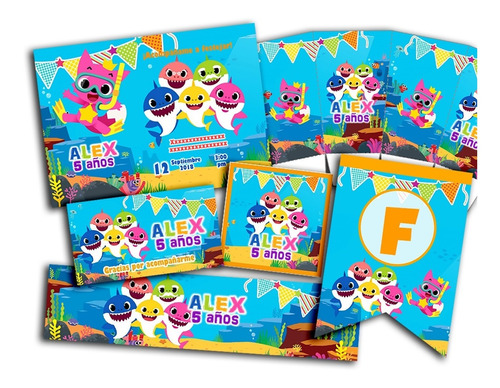 2x1 Kit Imprimible Baby Shark, Fiesta Infantil, Mesa Dulces