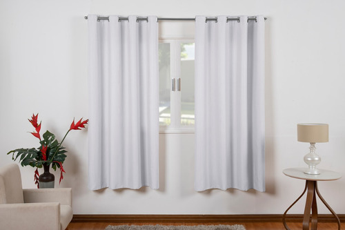 Cortina Rústica De Luxo 260x150 P Varão Simples De Até 28mm Cor Branco