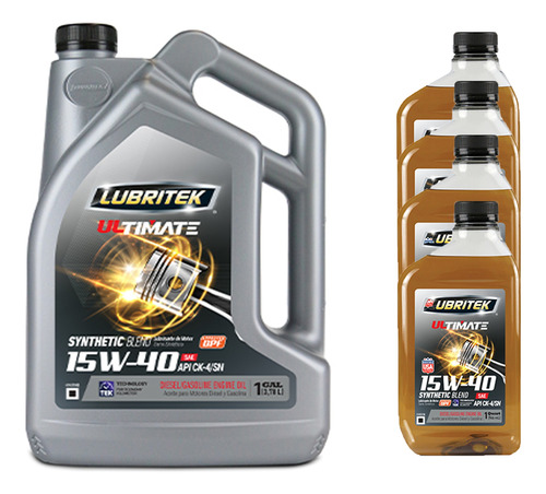 7.78 Litros Lubritek 15w40 Bencina Y Diesel Dpf