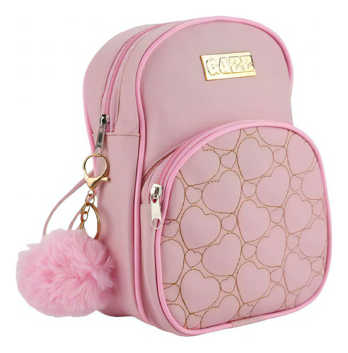 Mochilinha Feminina Mini Bolsa Costa Pequena Adulto Infantil Cor Rosa Bebê