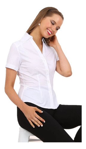 Camisa Mujer Juvenil Pinzada De Oficina Manga Corta Y Larga 
