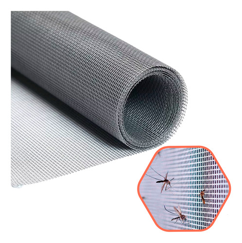 Tela Mosquiteira Cinza 1,5 X 10m Polietileno Com Proteção Uv