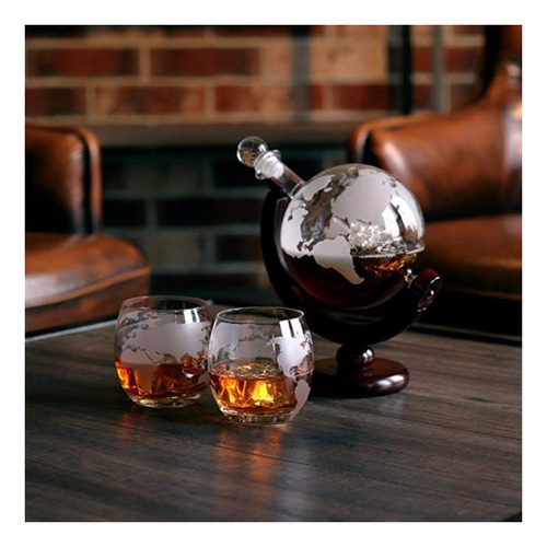 Yi Juego De Decantador De Whisky Gift Globe 2 Vasos