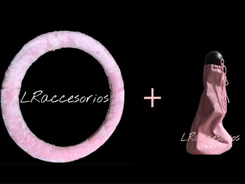 Cubre Volante Funda Rosa Con Negro Milo + Cubre Palanca