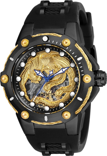 Relógio Invicta Bolt Mecanico Corda Manual Unisex 4cm 26384 Cor da correia Preto Cor do bisel Preto Cor do fundo Dourado