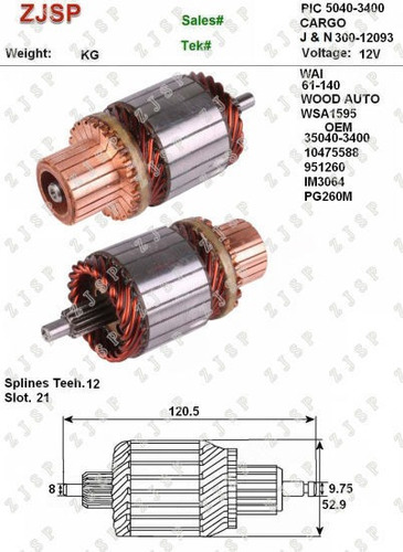 Inducido Arranque Chevrolet C1500 C2500 C3500 305 350 454