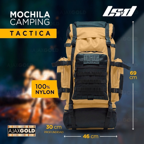 Mochila Mochilero Tactica 70 Lts Reforzada Camping Viaje