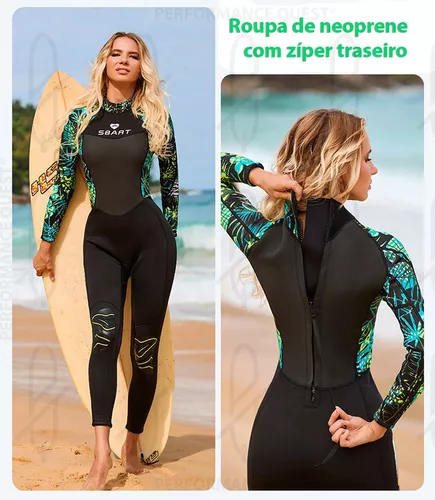 Long John 3mm Feminino Roupa Borracha Neoprene Surf Natação