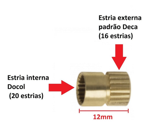 Ponteira Estria Interna Docol X Externa Deca 12mm Cor Amarelo