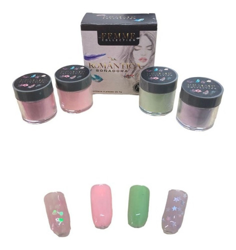 Mc Nails Acrílicos Femme Collections 4 Colores * 7g C/u Color romatica y soñadora