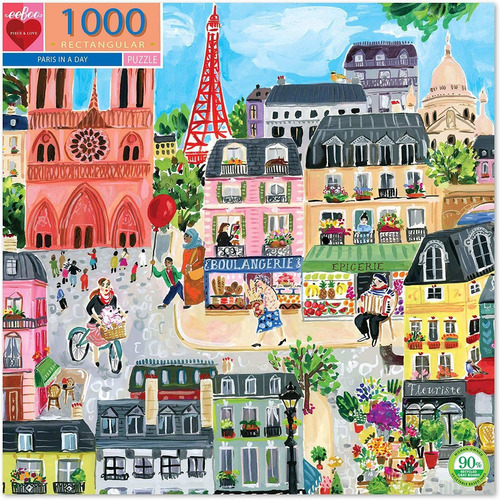 Eeboo Piece Y Ama París En Un Día, 1000 Piezas Rectangulares