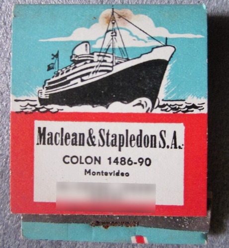 Caja De Fósforos Cartón Antiguo Imagen Del Barco Maclean